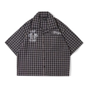 Apologie Embroidered Checkered Cuban Collar Shirt