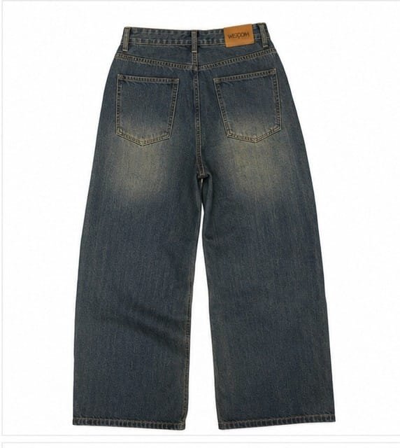 Vintage Washed Wide-Leg Denim Jeans - Image 4