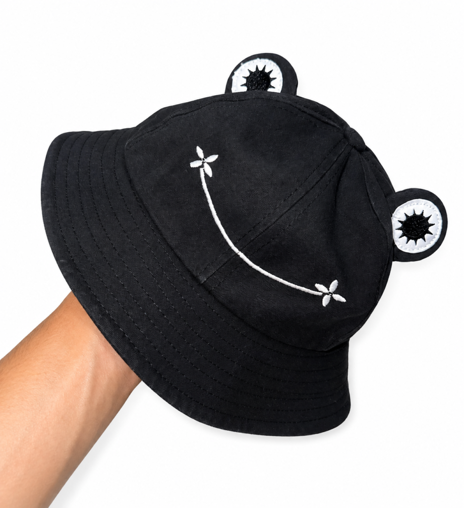 Floral Curve Black Bucket Hat