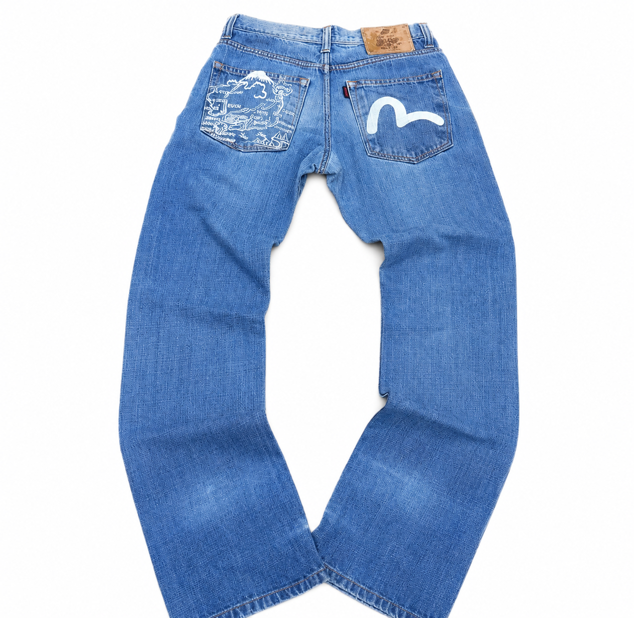 Evisu Genes "Japan Map" Wide-Leg Denim Jeans. - Image 2