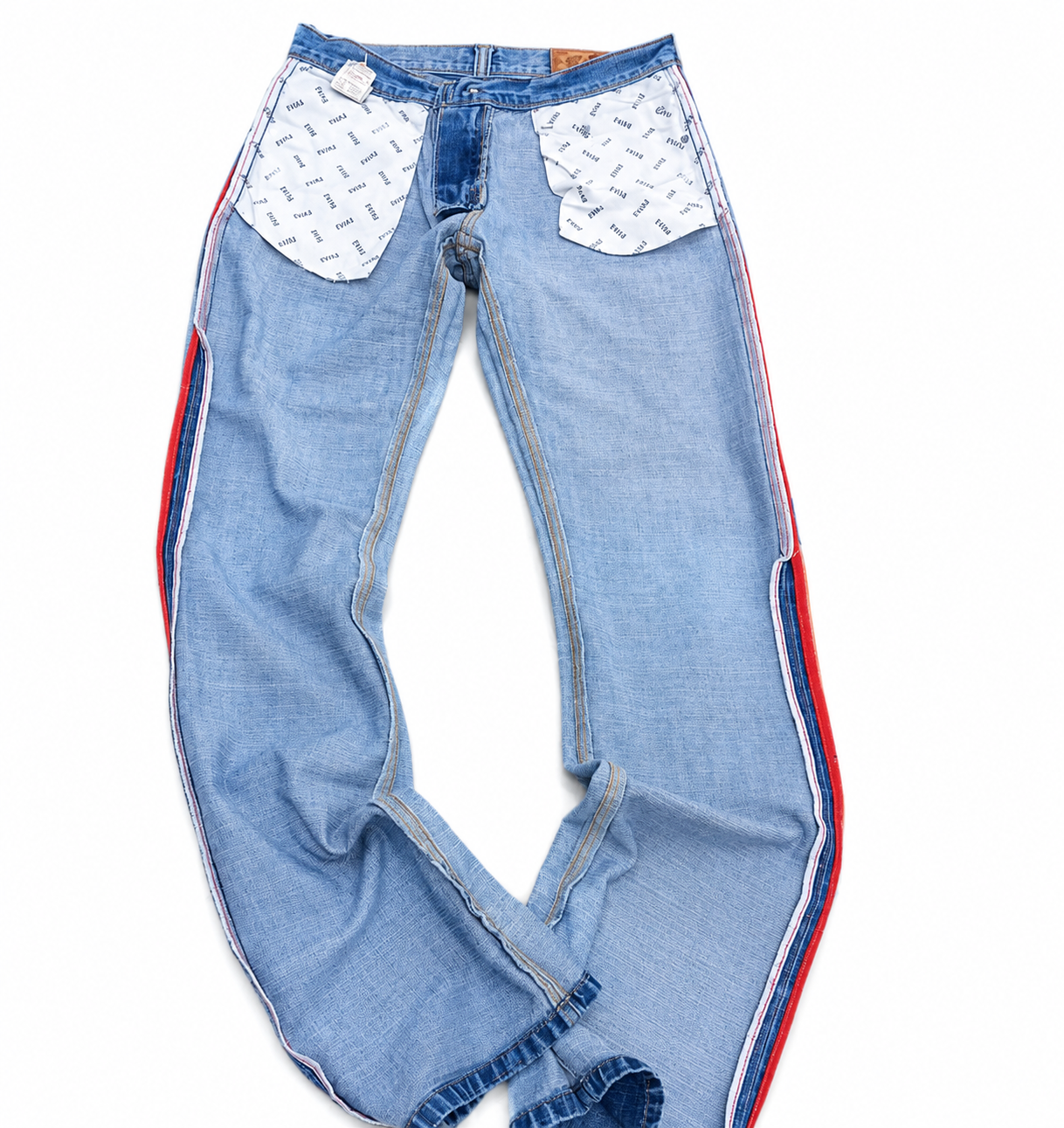 Evisu Genes "Japan Map" Wide-Leg Denim Jeans. - Image 3