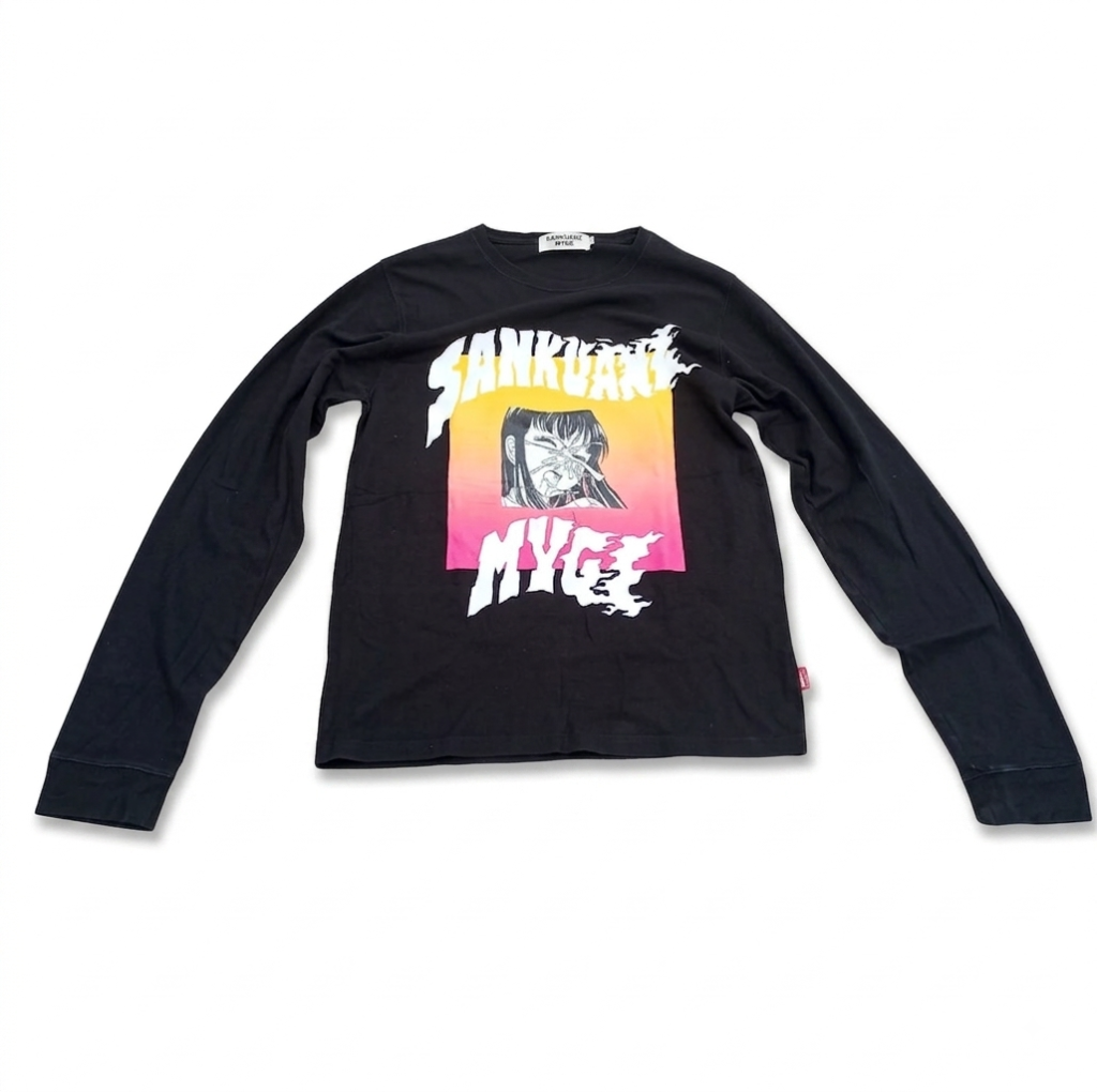 Black Graphic Printed Full Sleeve T-Shirt